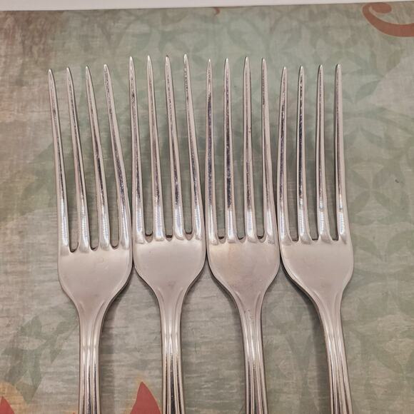 German Stainless Flatware Rostfrei 4 Dinner Forks Simple Design - Picture 5 of 5